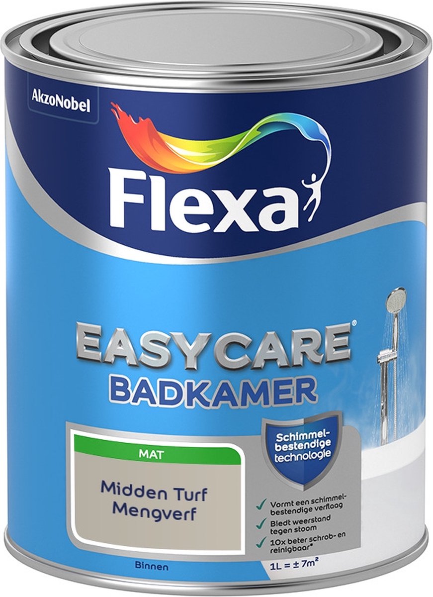 Flexa Easycare Muurverf - Badkamer - Mat - Mengkleur - Midden Turf - 1 liter