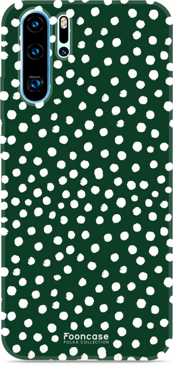 Fooncase Hoesje Geschikt voor Huawei P30 Pro - Shockproof Case - Back Cover / Soft Case - POLKA / Stipjes / Stippen / Groen