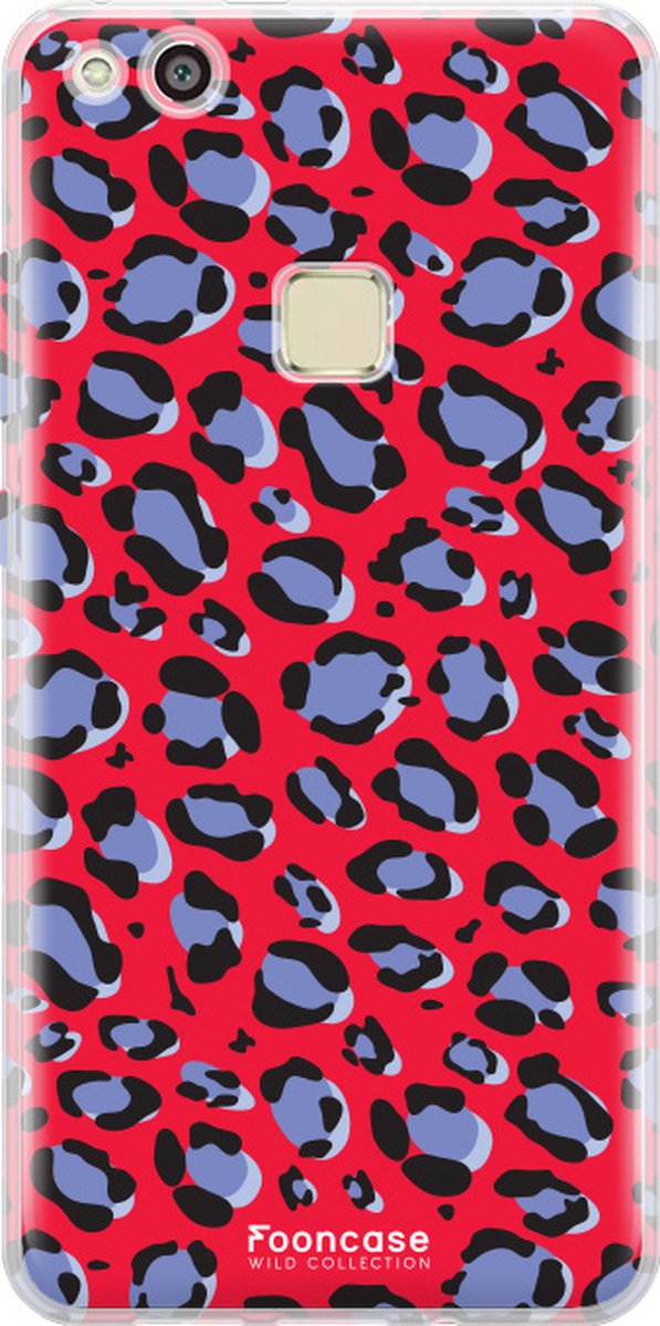 Fooncase Hoesje Geschikt voor Huawei P10 Lite - Shockproof Case - Back Cover / Soft Case - Luipaard / Leopard print / Rood