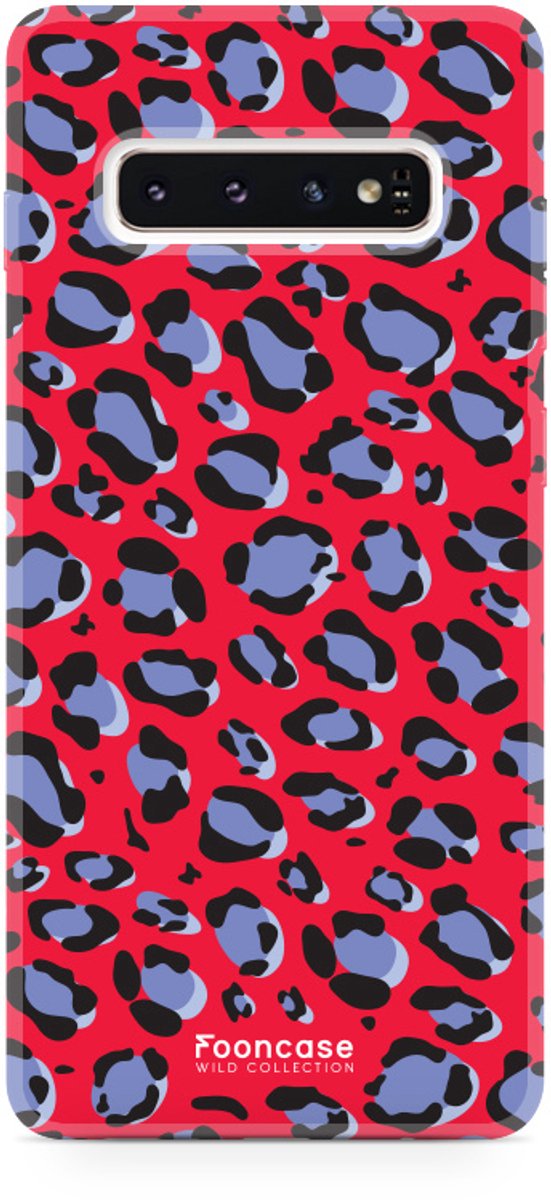 Fooncase Hoesje Geschikt voor Samsung Galaxy S10 Plus - Shockproof Case - Back Cover / Soft Case - Luipaard / Leopard print / Rood
