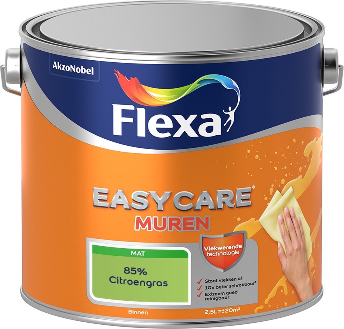 Flexa Easycare Muurverf - Mat - Mengkleur - 85% Citroengras - 2,5 liter