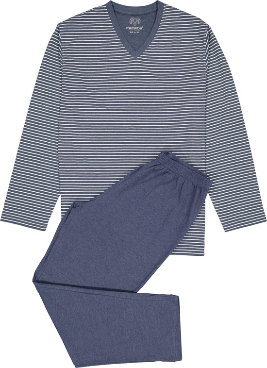 CECEBA LA Heren Pyjamaset - blauw met wit gestreept - Maat 8XL