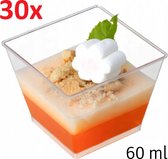 Mini Amuse Bekers Voor Tapas/Snacks/Dessert/Hapjes/Ijs Serveren - Amuseset Serveer Bakjes Kommetjes Schaaltjes - Vaatwasserbestendig & Herbruikbaar - 60ML - Amusebakjes Vierkant -