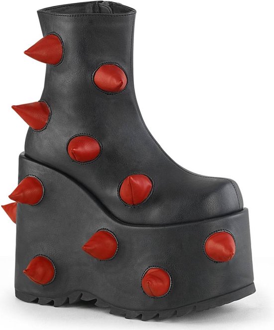 Demonia Plateau Laarzen Shoes- SLAY-77 US Zwart/Rood