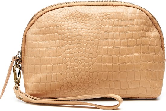 Chabo Bags - Rio Croco clutch/cosmetics bag - Make up tasje -Leer - Beige