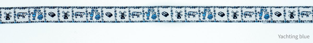 Band delfts blauw - paartje zoenend - geweven sierband - fournituren - lengte 2 meter - lint - stof - afwerkband - katoenen band - naaien - decoratieband -
