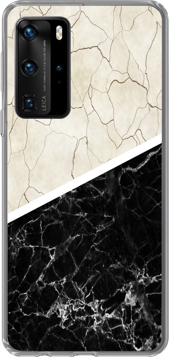 Telefoonhoesje Geschikt voor Huawei P40 Pro hoesje - Marmer print - Patronen - Luxe - Siliconen Telefoonhoesje Telefoonhoesje