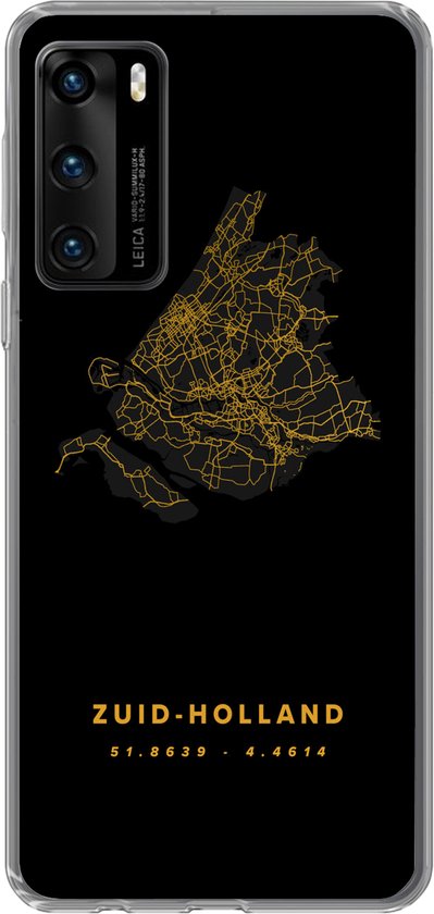 Coque Huawei P40 - Holland -Méridionale - Noir et or - Carte - Coque de téléphone en Siliconen
