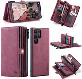 Caseme - Samsung Galaxy S22 Ultra Luxe Multi - Portemonnee Hoesje - Rood