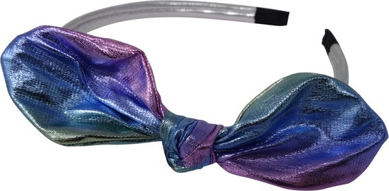 Jessidress® Haarband Haar Diadeem met buigbaar strik Hoofdband - Zilver/Blauw