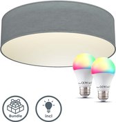 B.K.Licht - Slimme RGB Plafondlamp - Ø38cm - modern - voor binnen - grijs - met E27 fitting - incl. smart RGB & CCT lichtbronnen