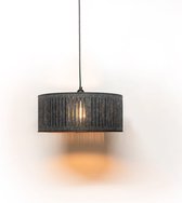 Meuq Design Akoestische hanglamp Cilindro 'L 48 cm' - hout - industrieel - donker grijs - woonkamer - kroonluchter - akoestisch - laser gesneden - E27 - verlichting - Armatuur