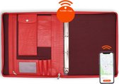 Safekeepers Leren Schrijfmap - Conferentiemap - Tablethoes & Laptopsleeve - Uitneembare Ringband A4 - Rood Kroko