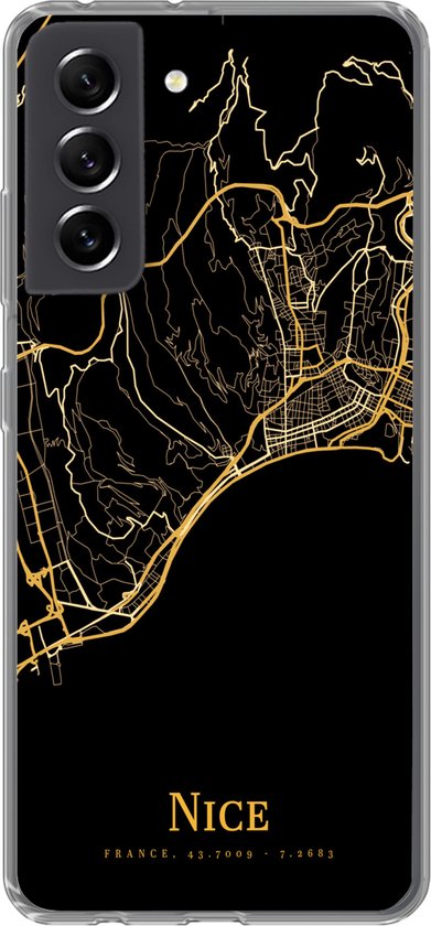 Coque Samsung Galaxy S21 FE - Nice - Carte - Or - Coque de téléphone en Siliconen