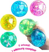 Knijpbal met glitters en lintjes - Fidget Toys - Stressbal voor de hand - 1 exemplaar