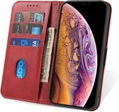 iPhone Xs Hoesje van Leer Rood - Luxe Lederen iPhone Xs Hoes Met Magnetische Sluiting Rood - Rood Leren Bookcase Hoes Met Pashouders Voor iPhone Xs - Smartphonica