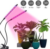 2 Armige Grow Groei Klemspot Bloeilamp 4 Lamps Kweeklamp LED Strip Kweeklamp LED voor planten - Moestuin - Automatische Timer - Plantenverzorging - Full Spectrum Rood (620-630nm)/B