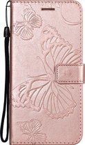 Realme 8 Hoesje - Mobigear - Butterfly Serie - Kunstlederen Bookcase - Roségoud - Hoesje Geschikt Voor Realme 8