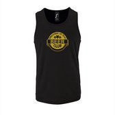 Zwarte Tanktop sportshirt met "Member of the Beer club" Print Goud Size XL