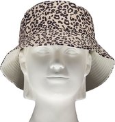 Sarlini - Bucket Hat Leopard - Vissershoedje - Hoed - Panterprint - Festival - Meisjes - Katoen - bruin - zwart