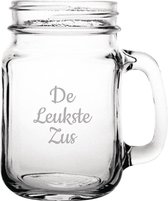 Gegraveerde Drinkglas 45cl met schroefdeksel De Leukste Zus