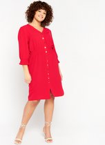 LOLALIZA Jurk met V-hals - Rood - Maat 42