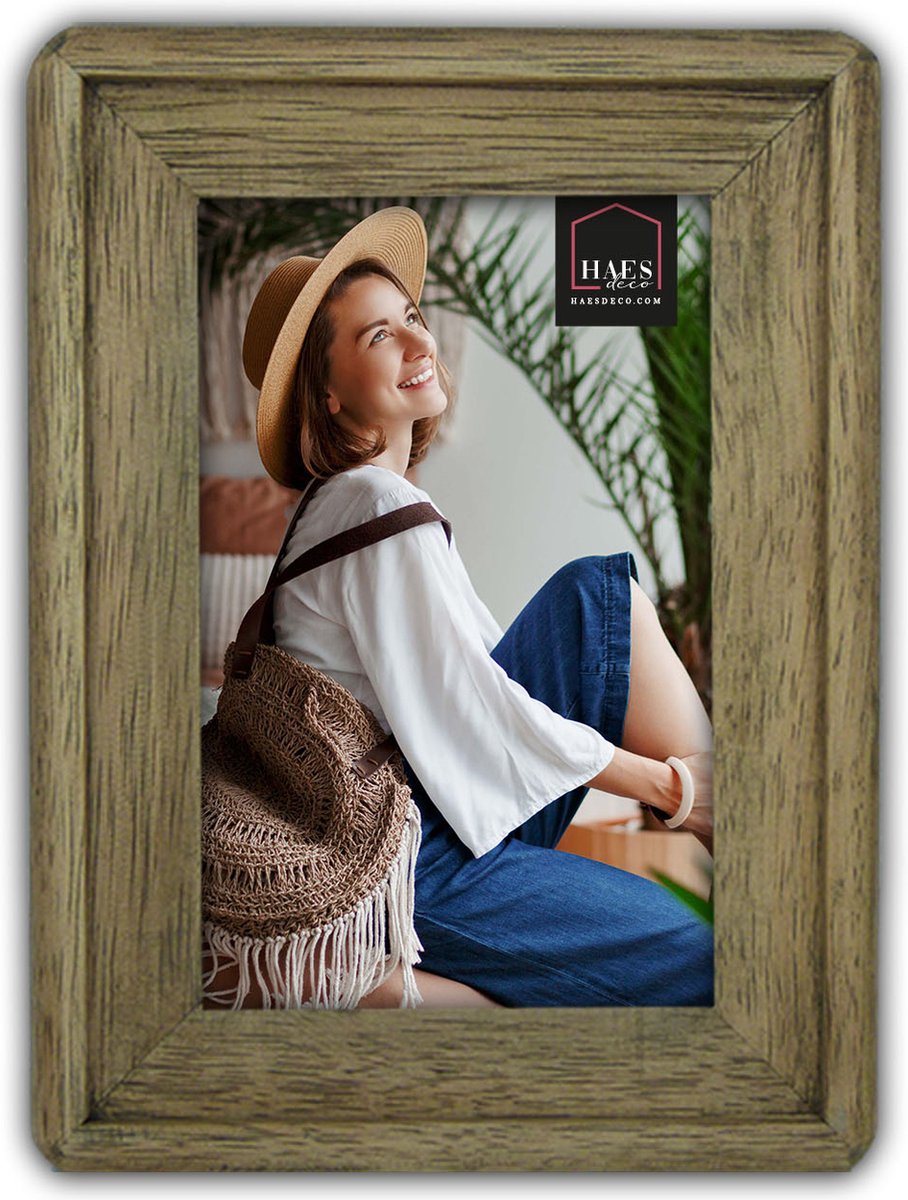 HAES deco Houten Fotolijst Malaga in rustiek bruin voor 1 foto 10x15 cm (formaat 15 x 20 cm) - SP11415