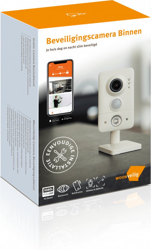 WoonVeilig Beveiligingscamera Binnen | WoonVeilig Camera met slimme mensherkenning | Camera beveiliging voor binnen | Nu met 35% korting