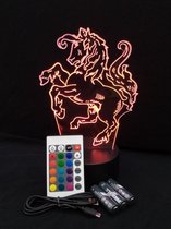 Nachtlamp 'Twentse Ros' - LED lamp - 3D Illusion - 7 kleuren en 4 effecten - Twente