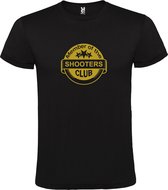 Zwart T shirt met " Member of the Shooters club "print Goud size XL