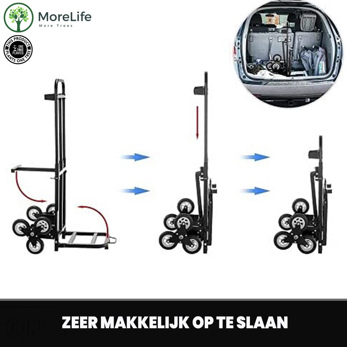 VEVOR Trappenklimmer, trapklimmer met 117,9 kg capaciteit, inklapbare steekwagen voor zware lasten met telescoopgreep, 10 wielen, 2 elastische touwen voor kantoor, winkelen, Zilver, zoutbaan