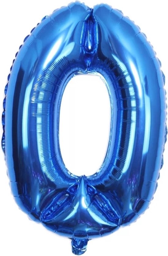 cijfer ballon - 0 Jaar - folie ballon- 80 cm- Blauw