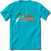 Fishing Club - Vissen T-Shirt | Grappig Verjaardag Vis Hobby Cadeau Shirt | Dames - Heren - Unisex | Tshirt Hengelsport Kleding Kado - Blauw - S