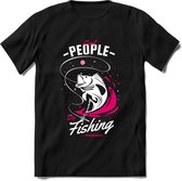 Cool People Do Fishing - Vissen T-Shirt | Roze | Grappig Verjaardag Vis Hobby Cadeau Shirt | Dames - Heren - Unisex | Tshirt Hengelsport Kleding Kado - Zwart - XXL
