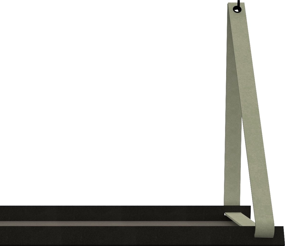 Handles and more Stalen wandplank zwart 70cm + leren plankdragers