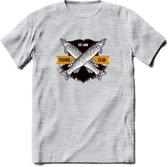 Fishing Club - Vissen T-Shirt | Grappig Verjaardag Vis Hobby Cadeau Shirt | Dames - Heren - Unisex | Tshirt Hengelsport Kleding Kado - Licht Grijs - Gemaleerd - XXL