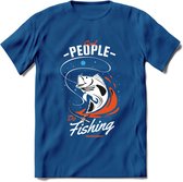 Cool People Do Fishing - Vissen T-Shirt | Oranje | Grappig Verjaardag Vis Hobby Cadeau Shirt | Dames - Heren - Unisex | Tshirt Hengelsport Kleding Kado - Donker Blauw - XXL