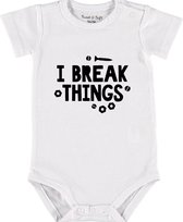 Baby Rompertje met tekst 'I break things' |Korte mouw l | wit zwart | maat 50/56 | cadeau | Kraamcadeau | Kraamkado