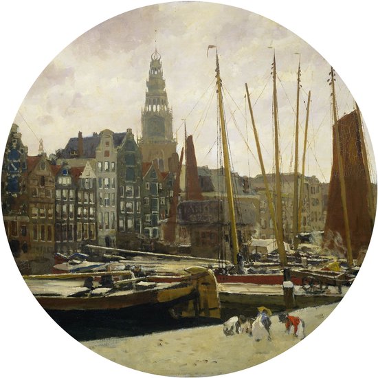 Muursticker Het Damrak in Amsterdam, George Hendrik_Rijksmuseum -Ø 130 cm