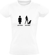 Jouw vrouw, mijn vrouw | Dames T-shirt | Wit | My wife, your wife | Getrouwd | Hond | Hotwife