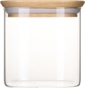 Pebbly - Voorraadpot Rond met Bamboe Deksel 800 ml - Glas - Transparant