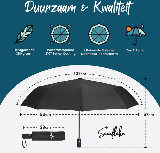 opvouwbare windbestendige paraplu 100x45 zwart