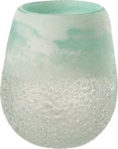 Windlicht | glas | blauw | 13x13x (h)16 cm