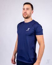 100% Polyester Sportshirt / T-Shirt Slim Fit voor heren - Donkerblauw L