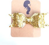 Glitter Gouden Strik Haarclip Haarspeld/Haarklem - meisje haaraccessoires 9 bij 4 cm