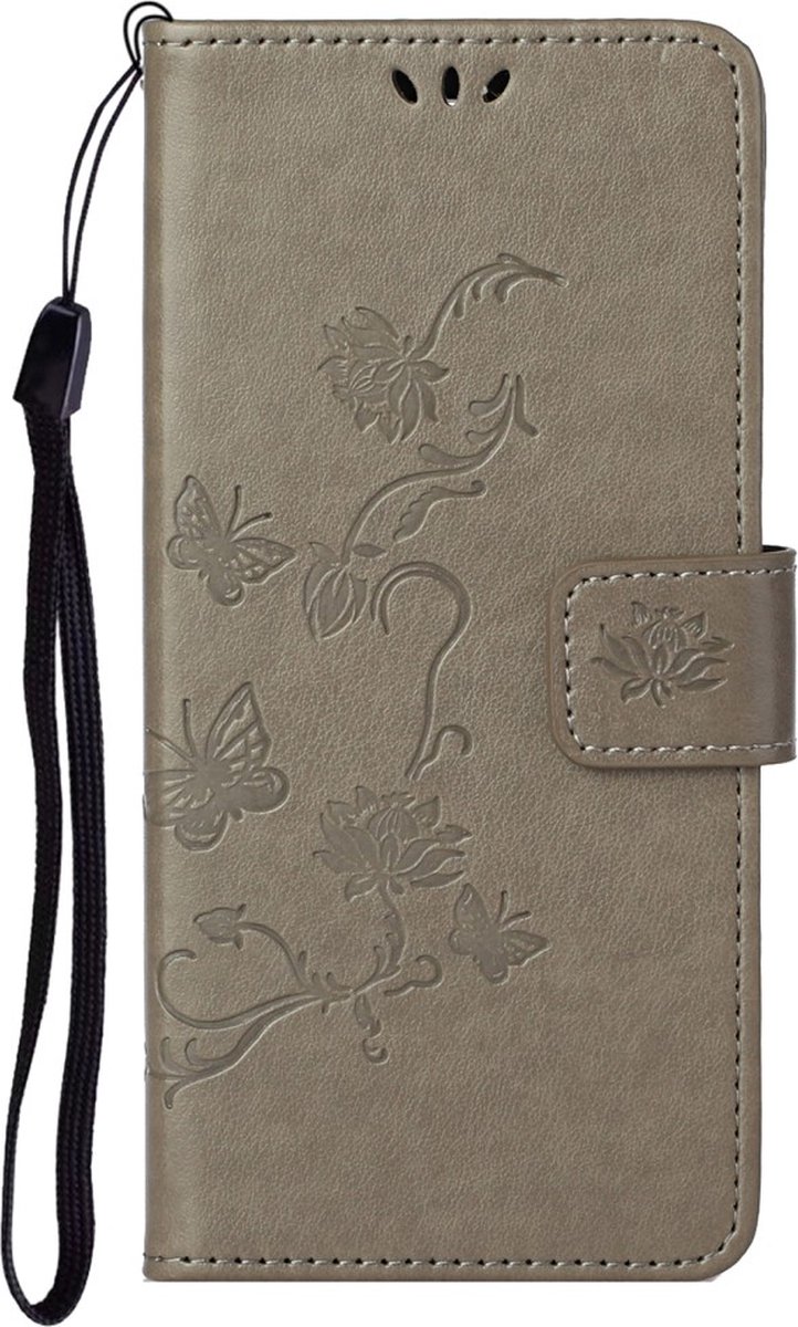Motorola Moto G31 / G41 grijs vlinders book case wallet hoesje