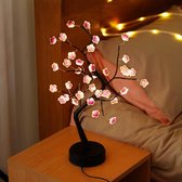 Zizza® Staande Tafellamp Boom - Nachtlampje - Staande Lamp - Met roze bloemetjes