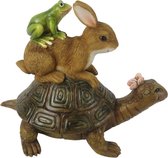 Decoratie Beeld Schildpad 14*9*11 cm Grijs, Bruin, Groen Kunststof Decoratief Figuur Decoratieve Accessoires Woonaccesoires