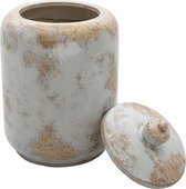 Pot Décoratif Ø 16*25 cm Pot Céramique Grijs avec Couvercle Bocal de Rangement