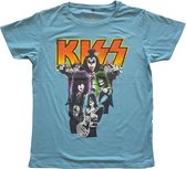 Kiss - Neon Band Heren T-shirt - L - Blauw